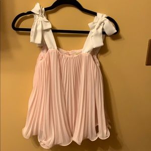 Flowy flirty fun blush and white top